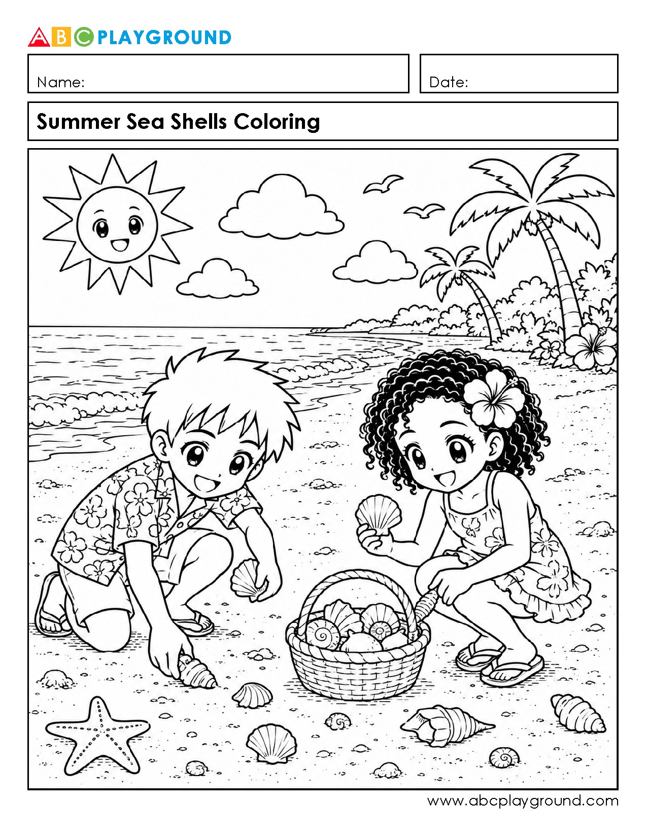 Summer Sea Shells Coloring Fun Activity