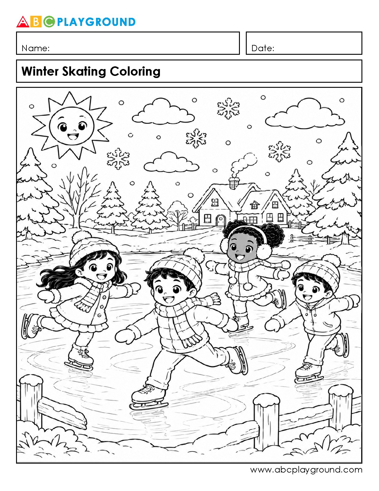 Winter Skating Coloring Activity for Creative Fun