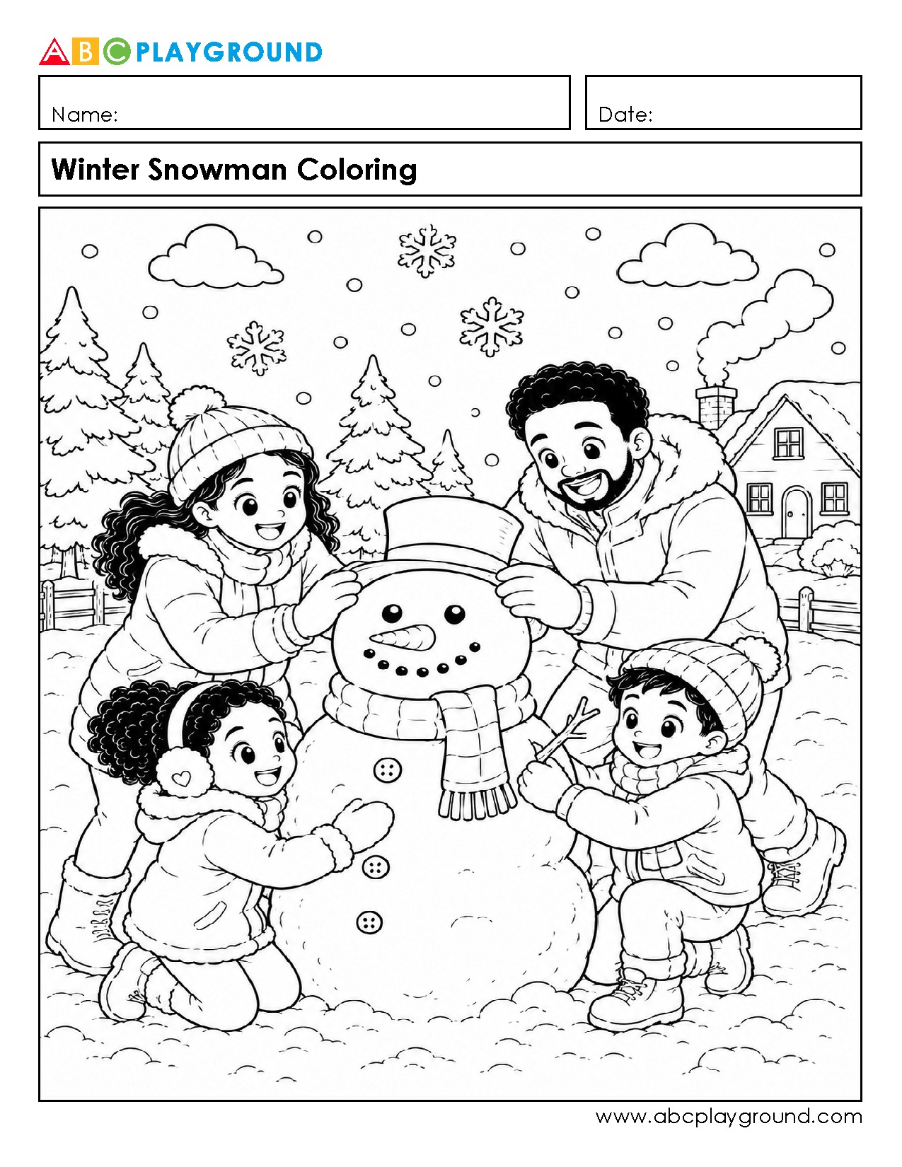 Winter Snowman Coloring Activity for Creative Fun
