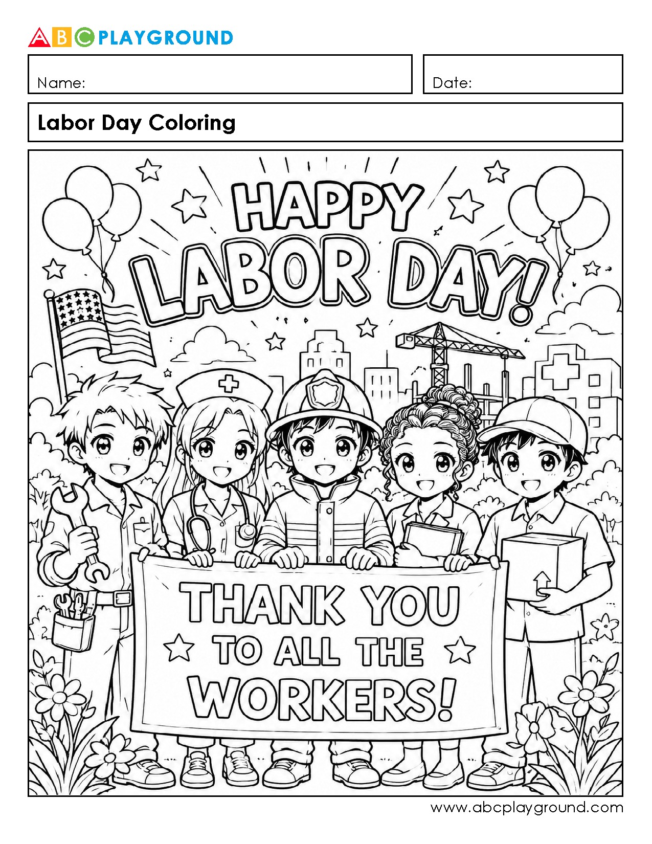 Labor Day Coloring Page to Celebrate Workers