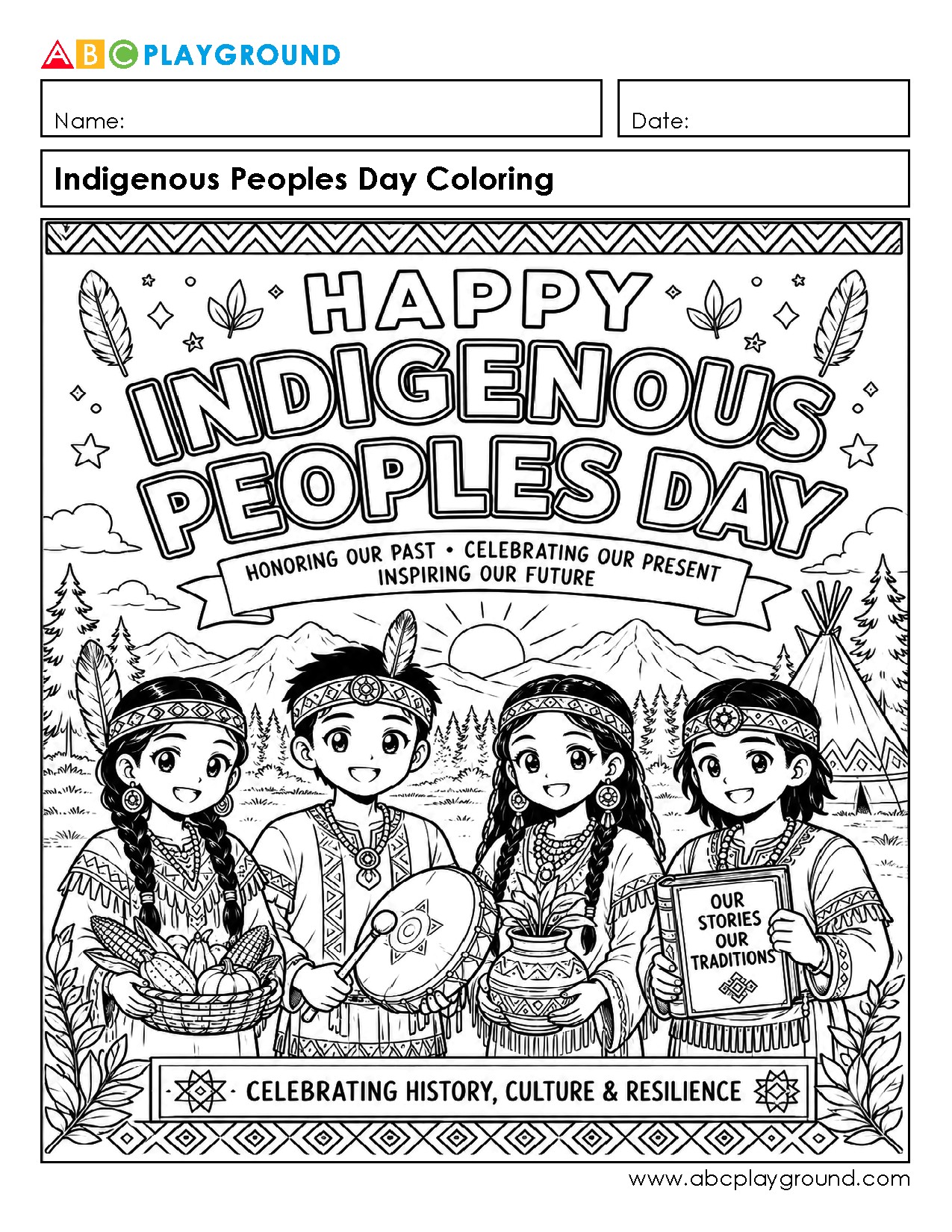 Indigenous Peoples Day Coloring Activity for Kids