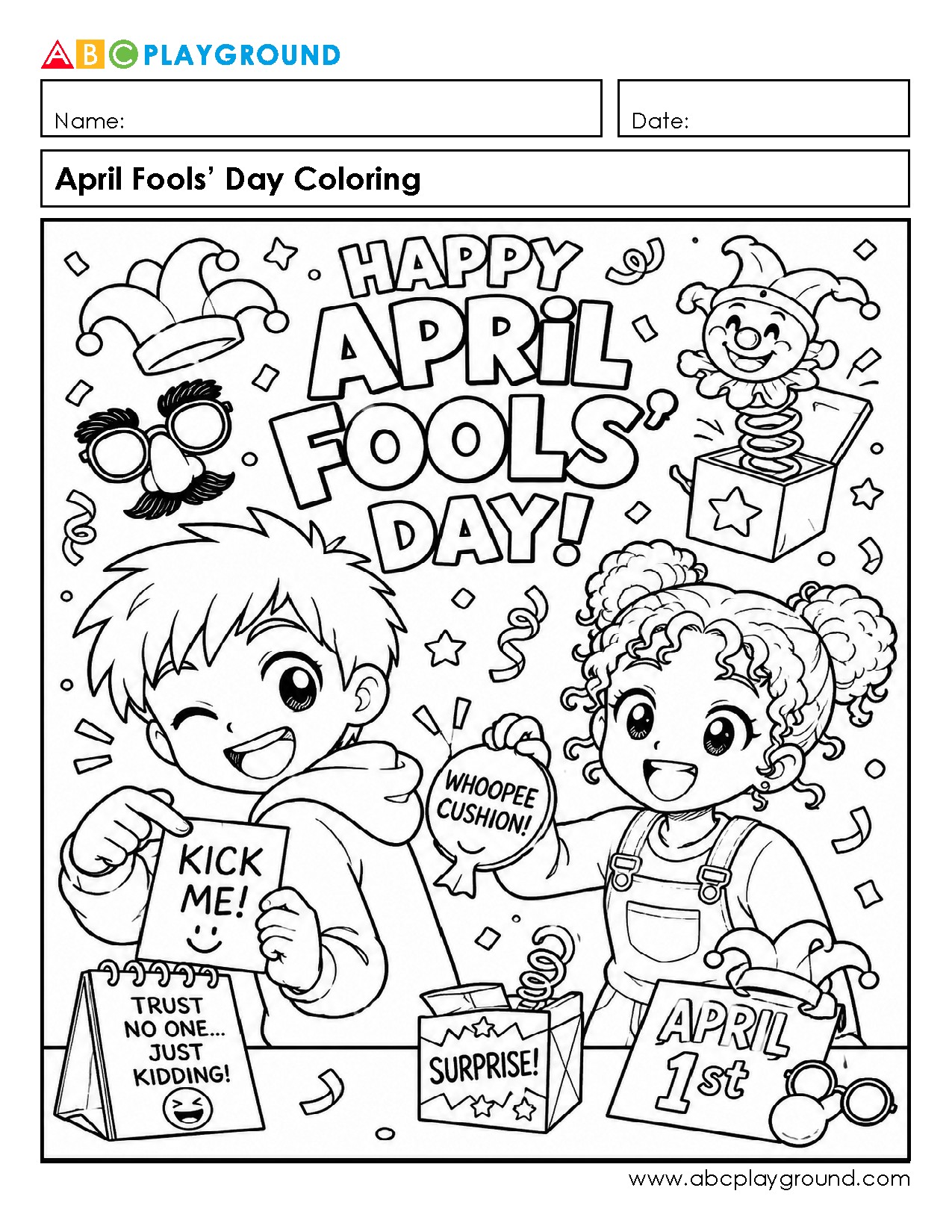 Fun April Fools’ Day Coloring Activity for Kids
