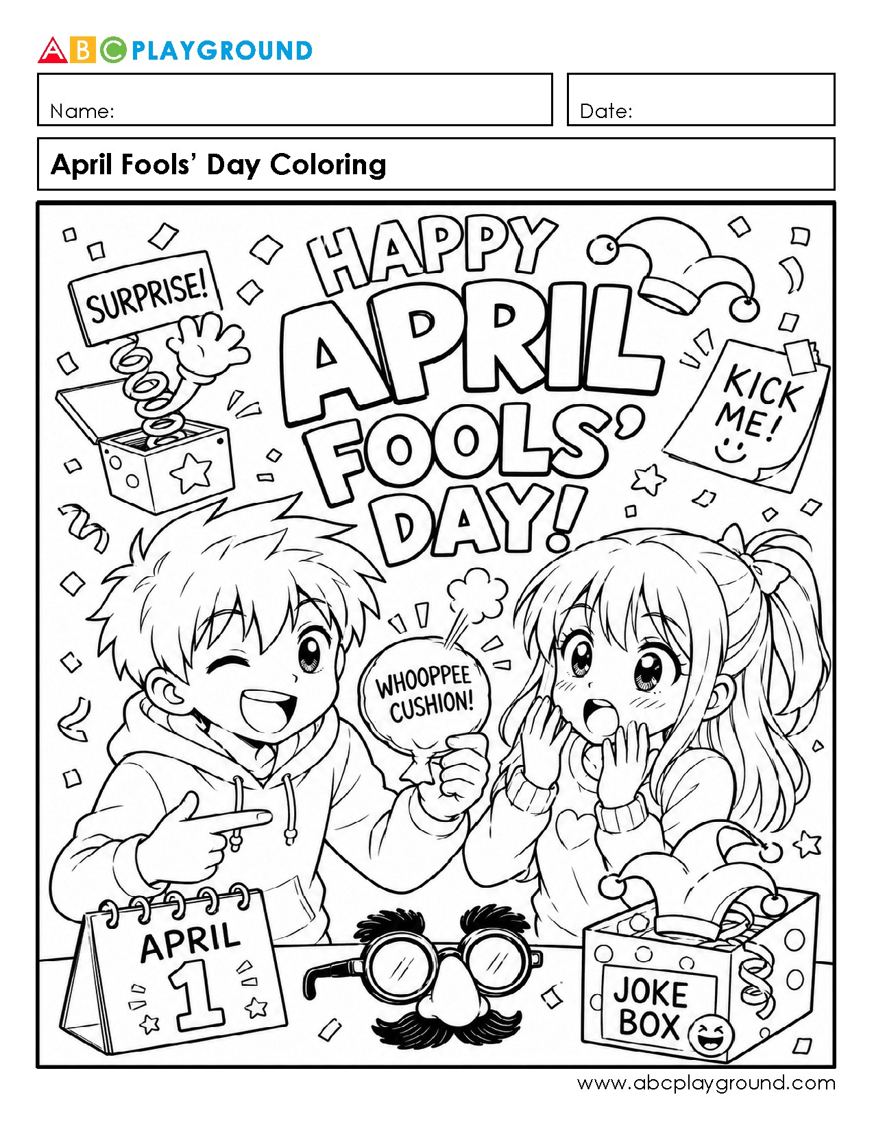 Fun April Fools’ Day Coloring Activity