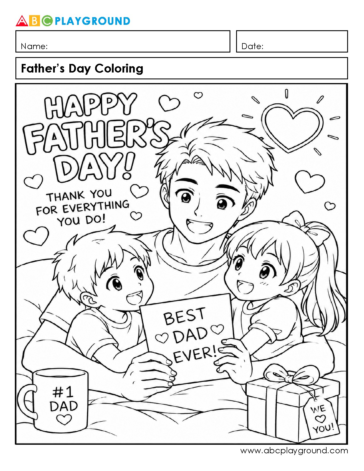 Father's Day Coloring Page for Kids