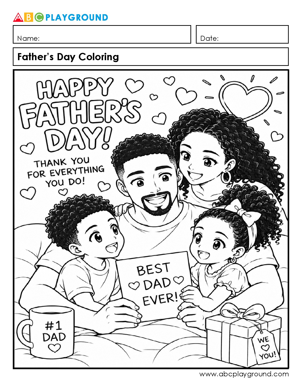 Father’s Day Coloring Page to Celebrate Dad