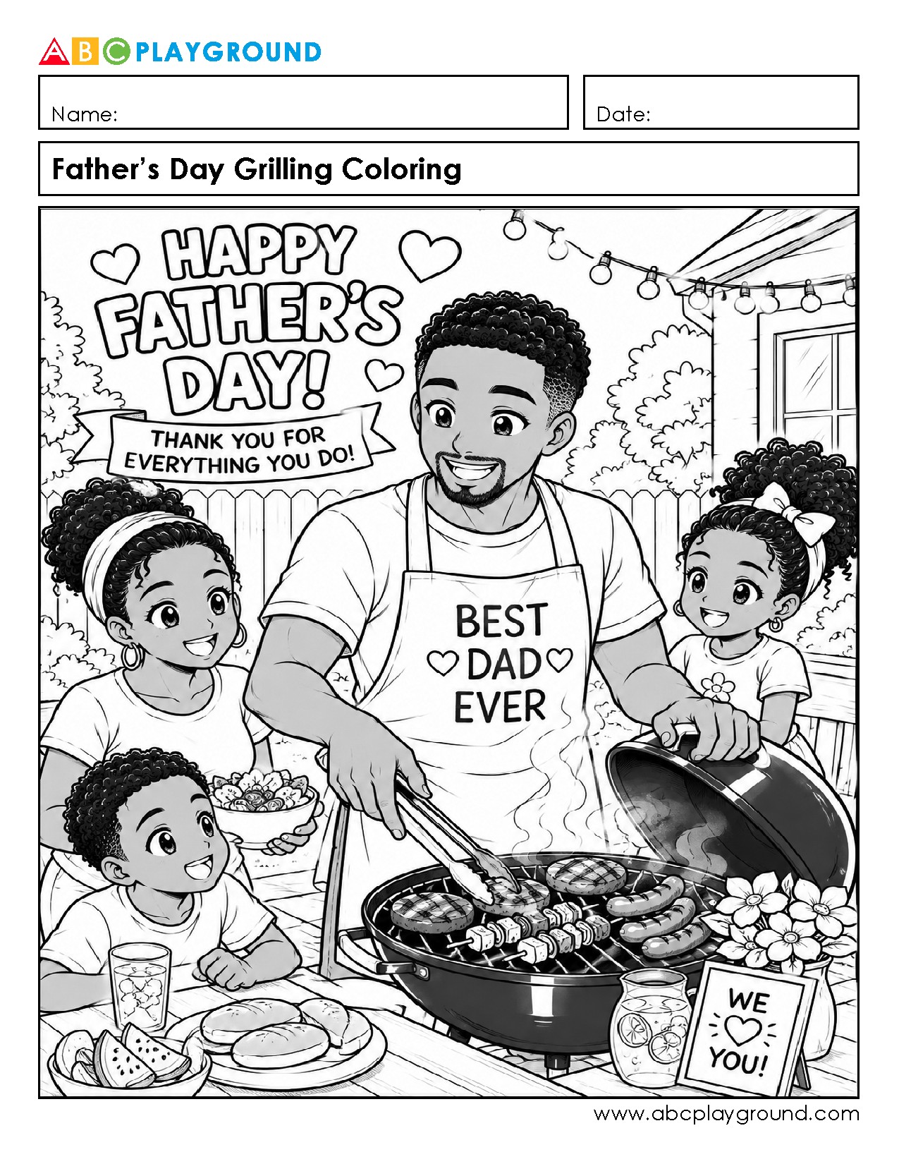 Father’s Day Grilling Coloring Activity