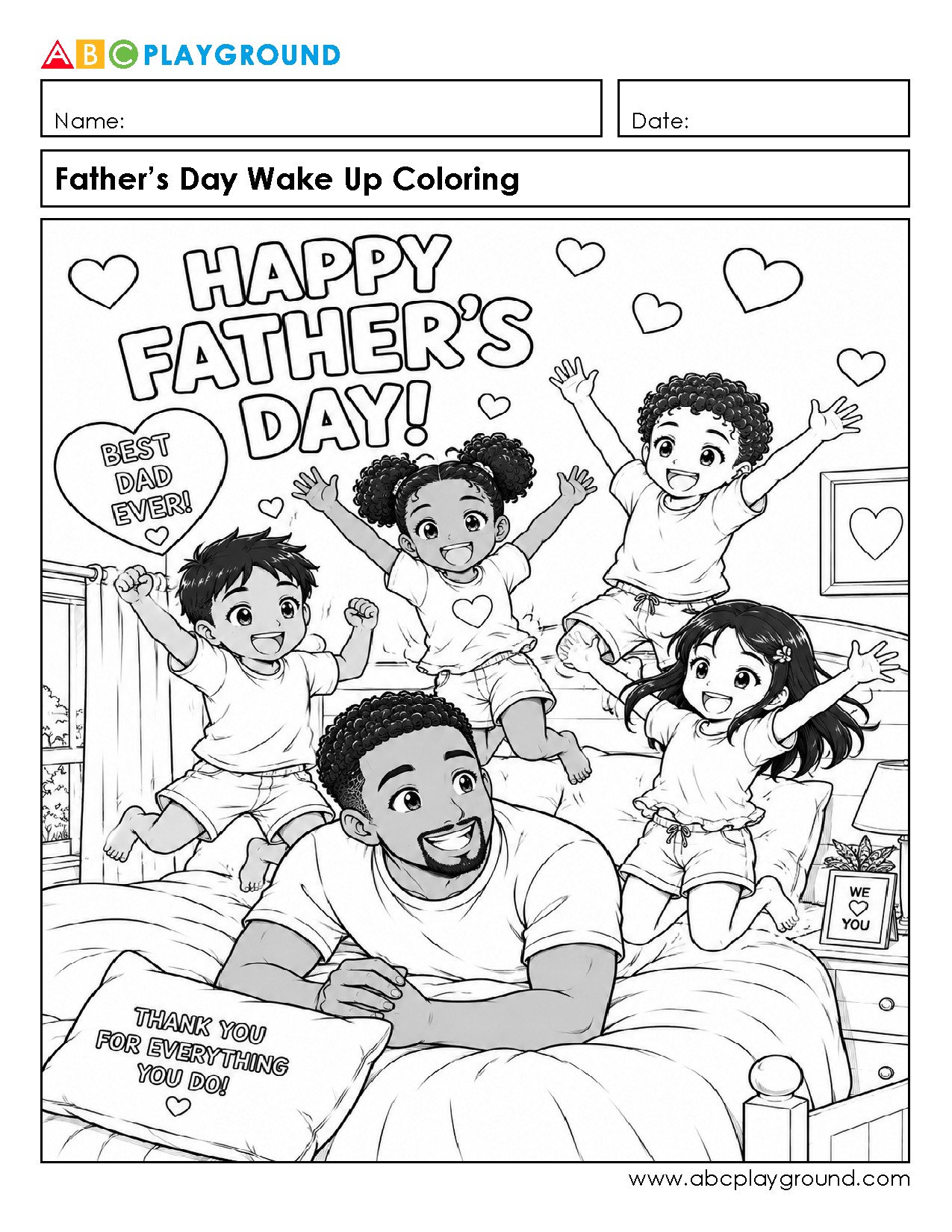Father’s Day Celebration Coloring Page for Kids