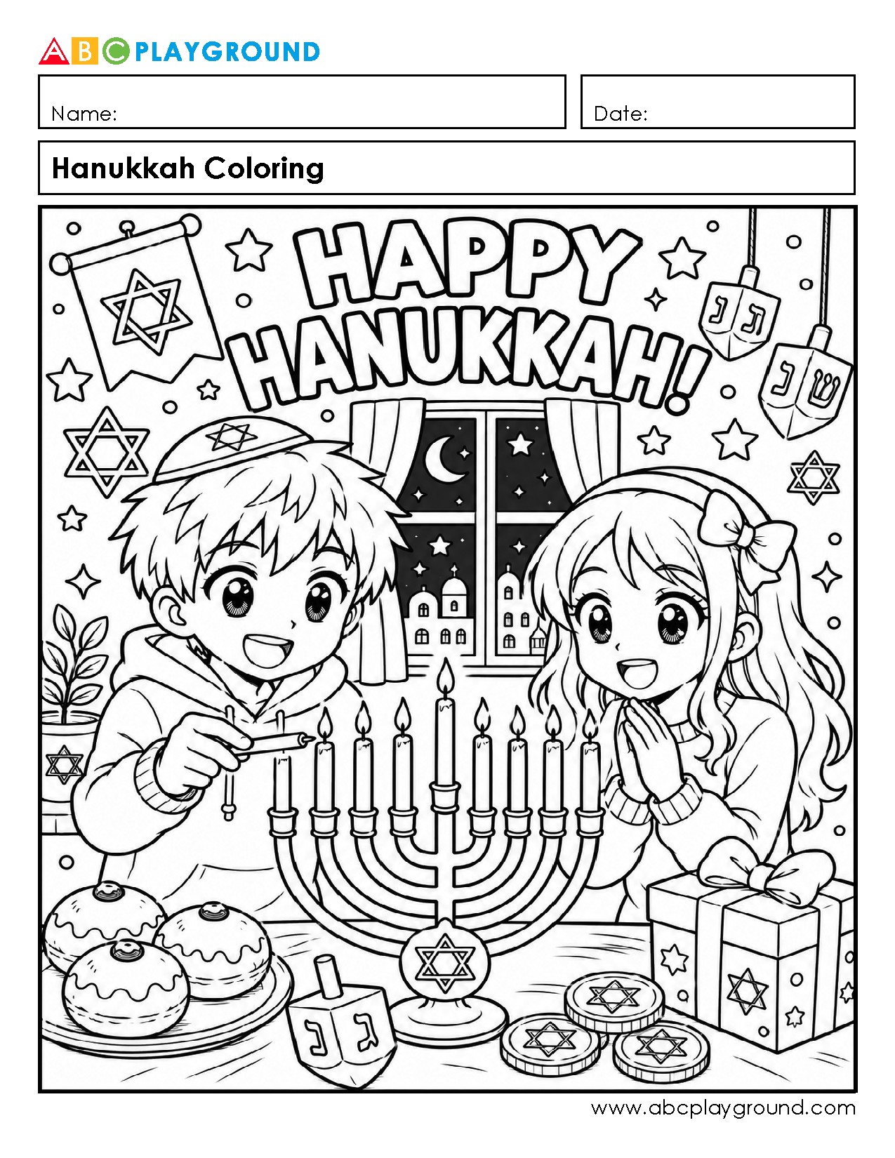 Hanukkah Coloring Activity for Kids