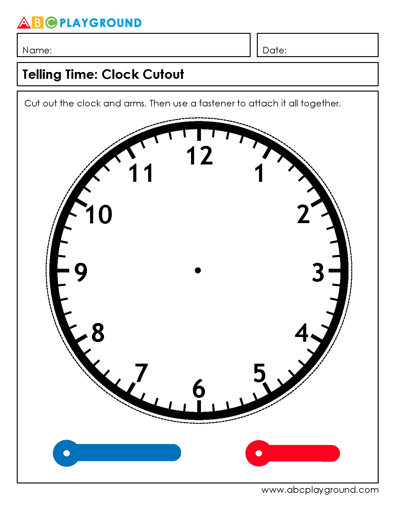 Interactive Clock Cutout for Learning to Tell Time