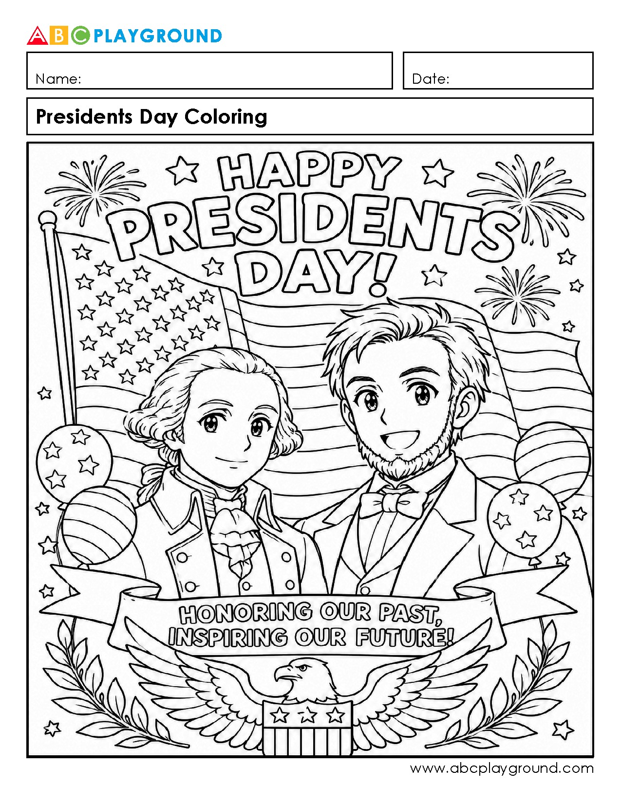 Presidents Day Coloring Sheet for Elementary Students
