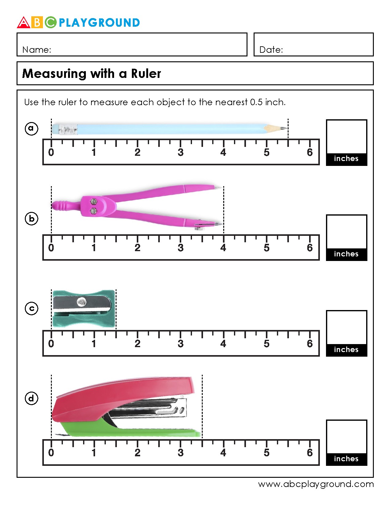 Practice Measuring Lengths with a Ruler to Nearest Half Inch