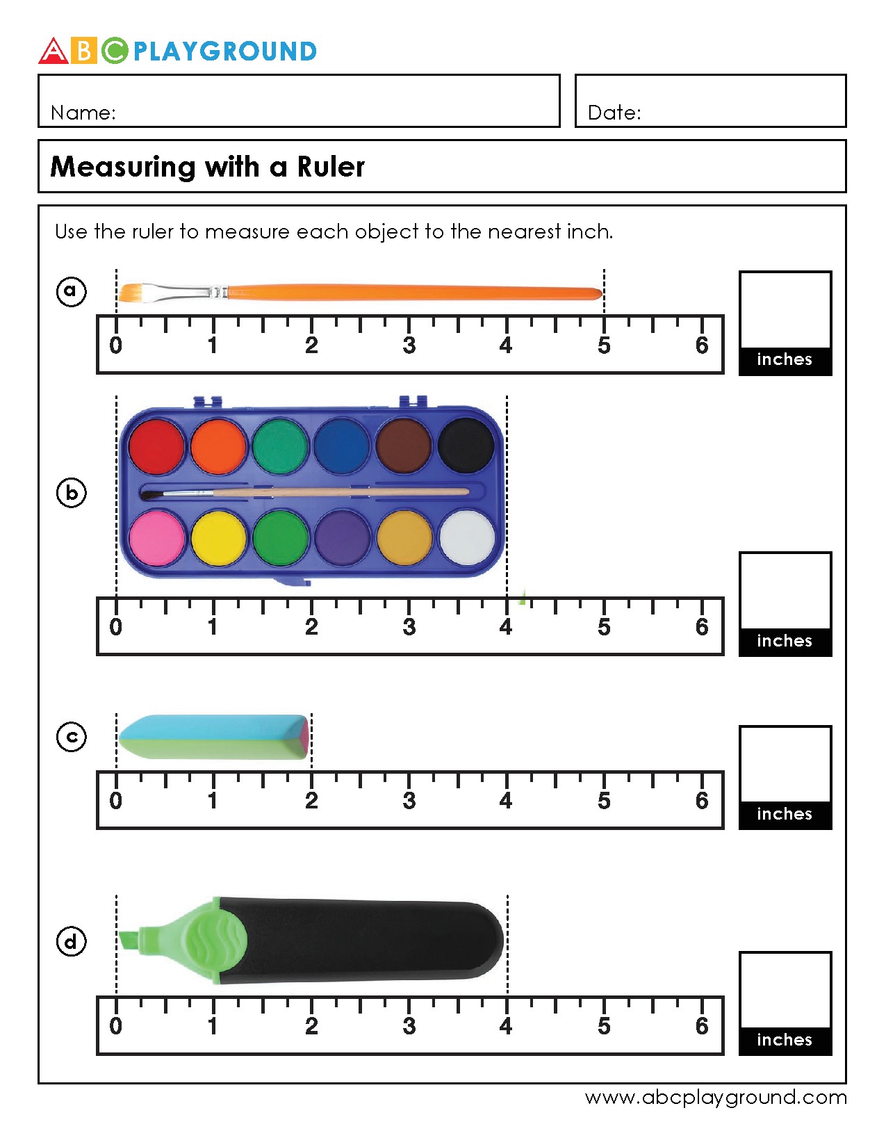 Measuring Objects to the Nearest Inch with a Ruler