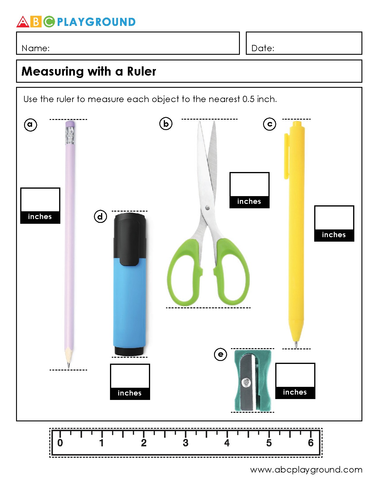Measuring Objects with a Ruler to Nearest Half Inch