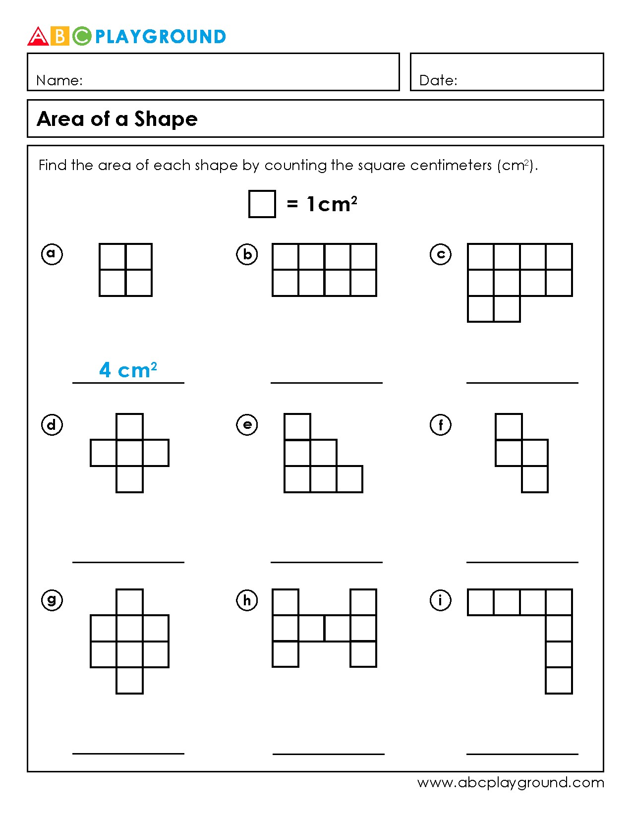 Counting Square Centimeters to Find Area of Shapes