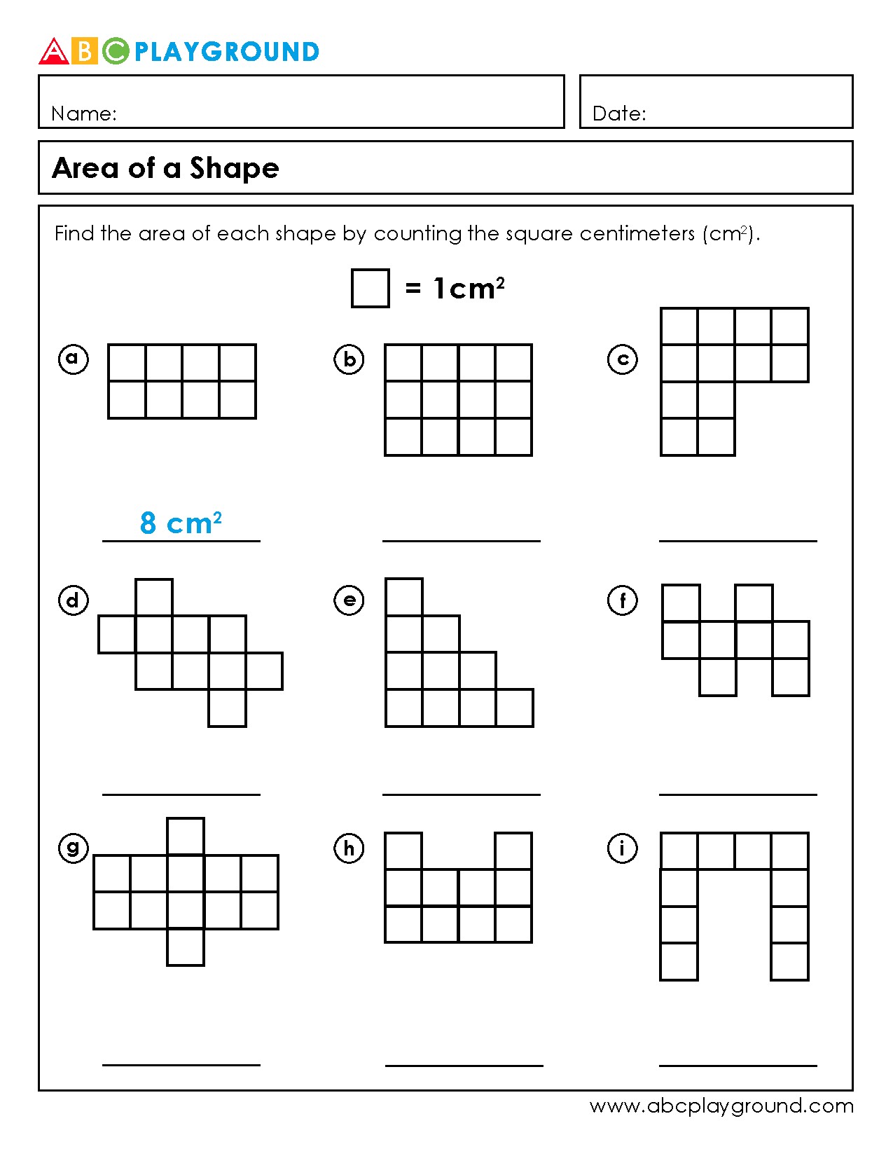 Count Square Centimeters to Find Area of Shapes