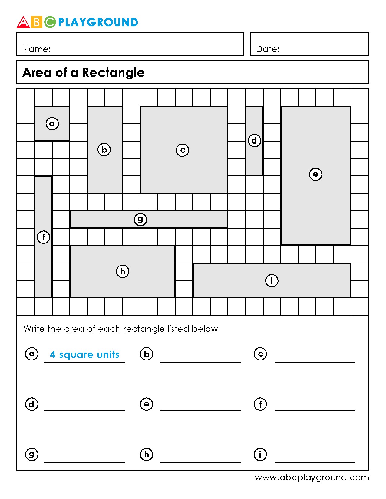 Calculate the Area of Rectangles with Grid Units
