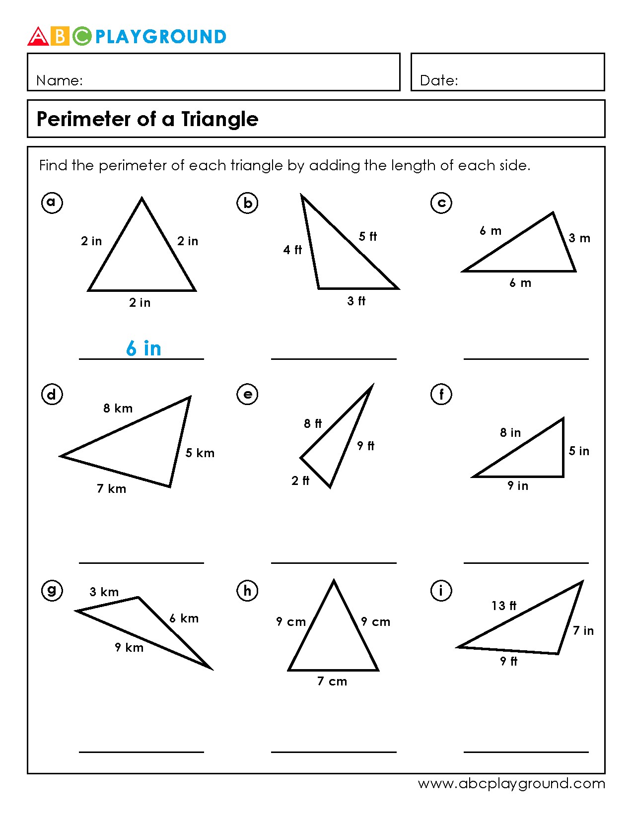 Calculate the Perimeter of Various Triangles