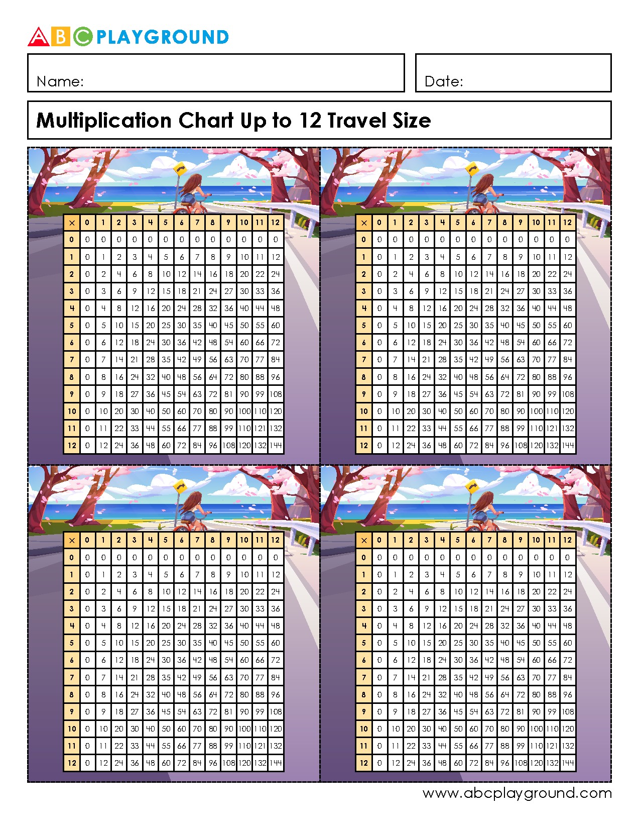 Multiplication Chart Up to 12 for Easy Reference