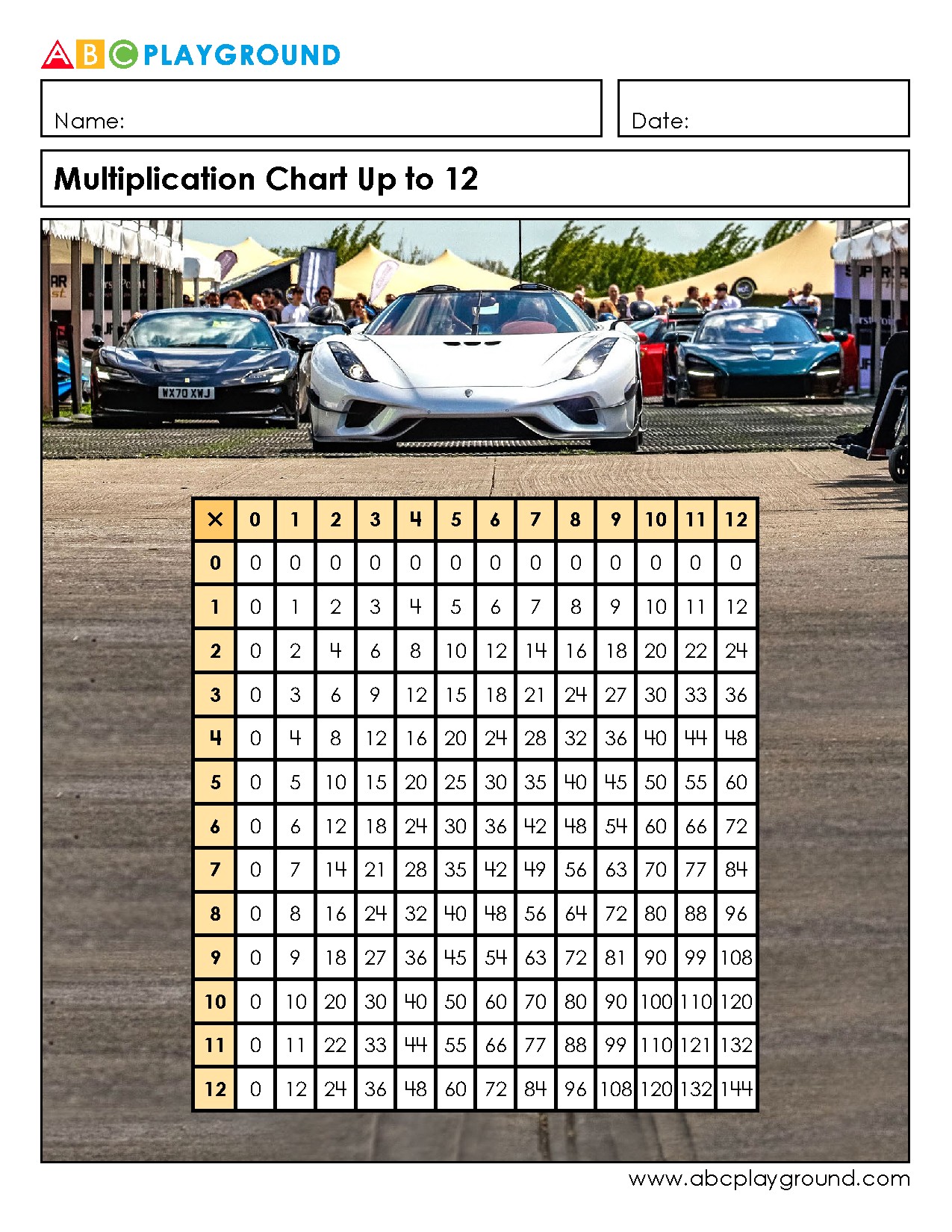 Multiplication Chart Up to 12 for Easy Reference