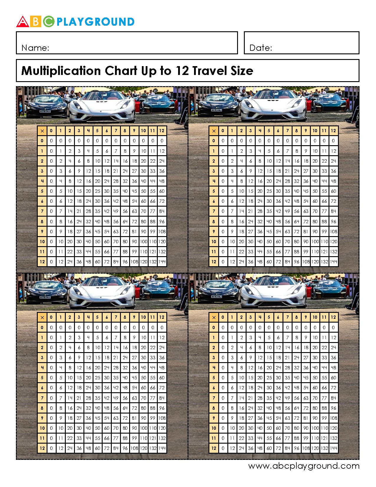 Multiplication Chart Up to 12 for Quick Reference