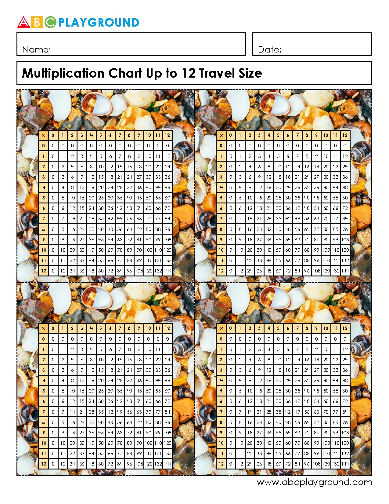 Multiplication Chart Up to 12 for Easy Reference