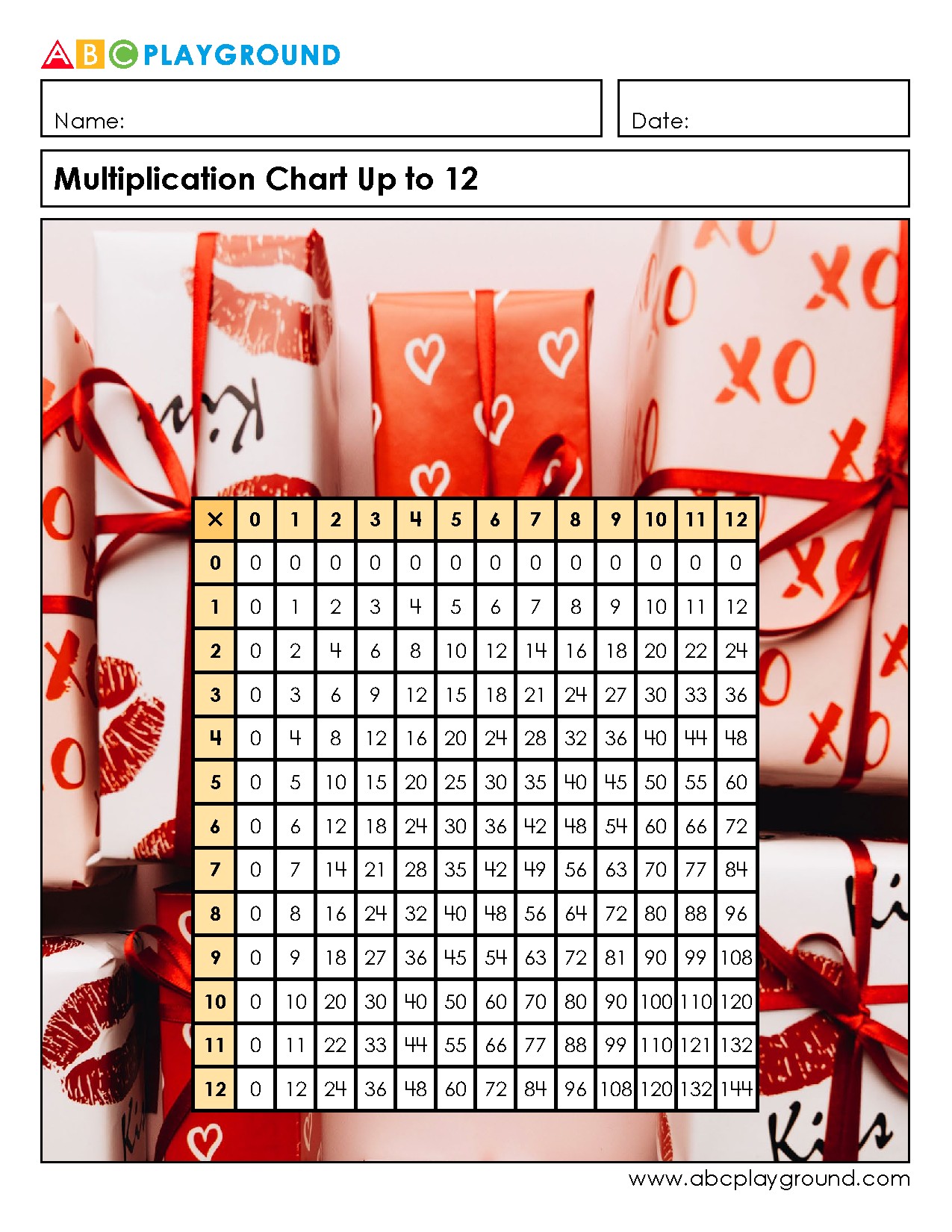 Multiplication Chart Up to 12 for Easy Reference