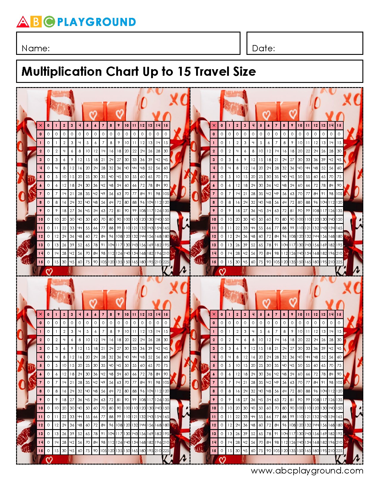 Multiplication Chart Up to 15 for Easy Reference