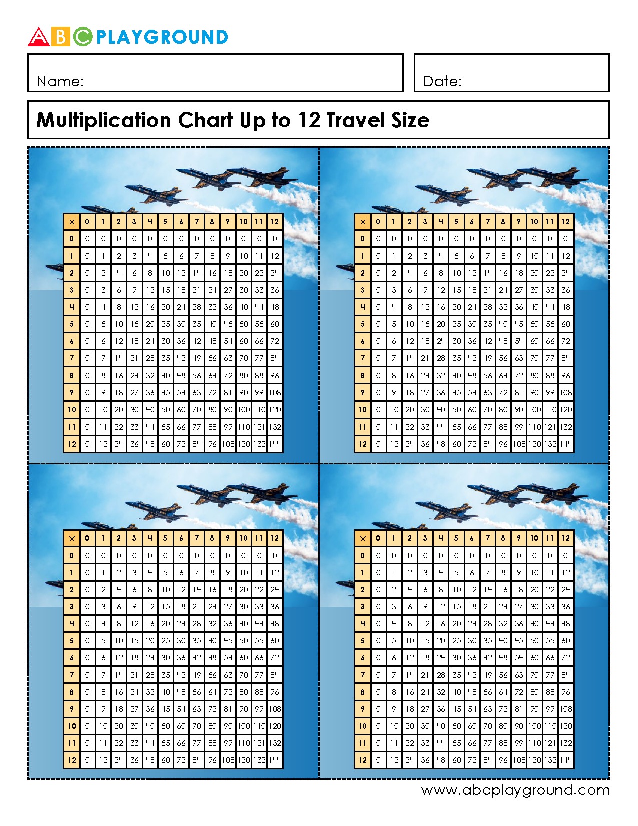 Multiplication Chart Up to 12 for Easy Reference