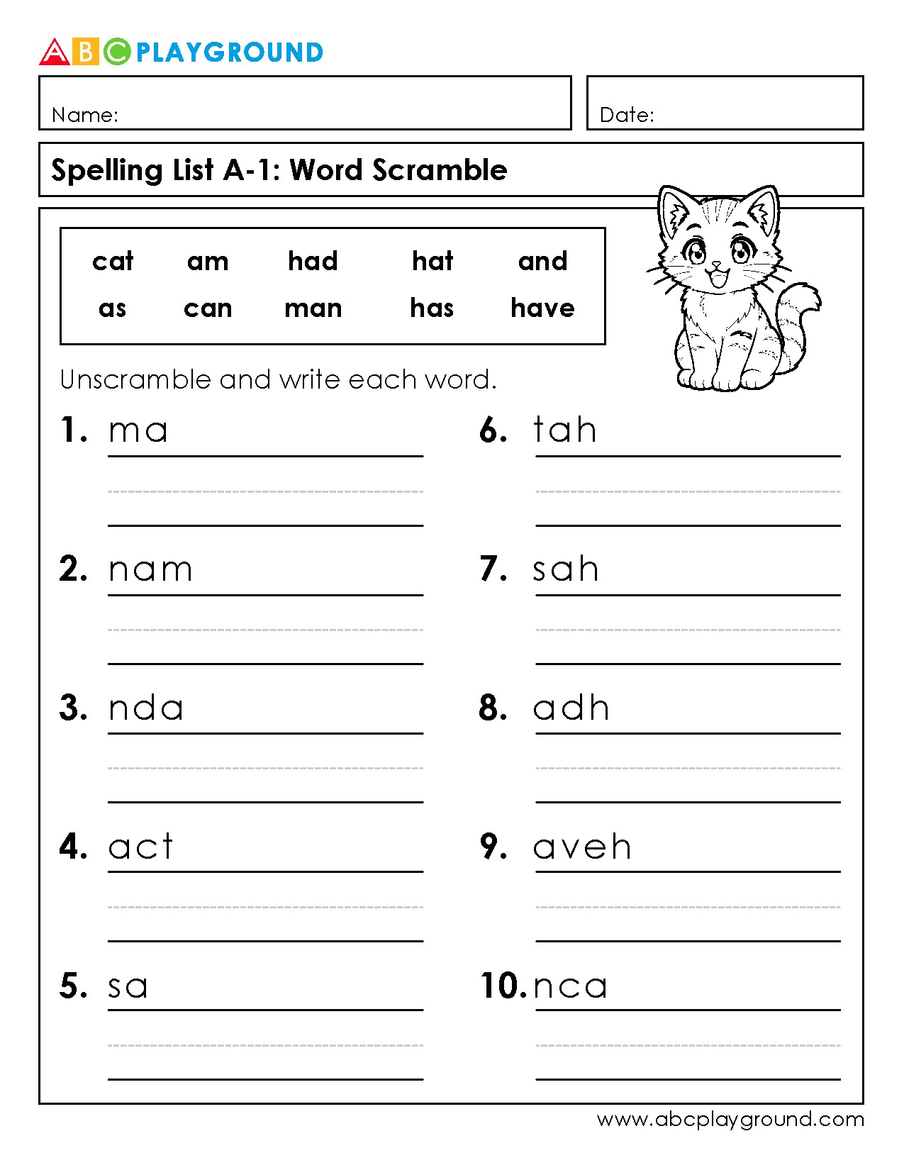 Fun Word Scramble Spelling Practice Worksheet