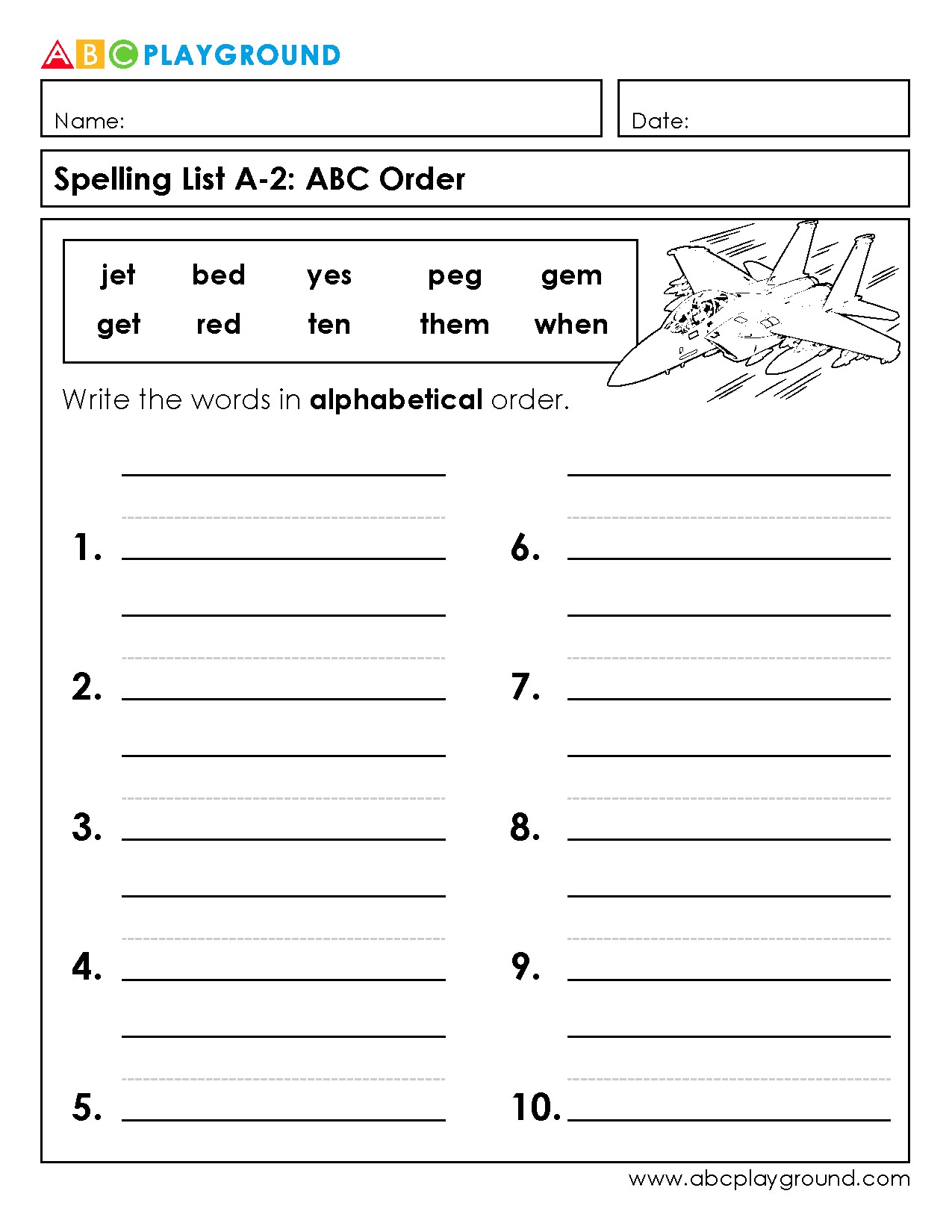 Spelling Practice: Arrange Words in Alphabetical Order