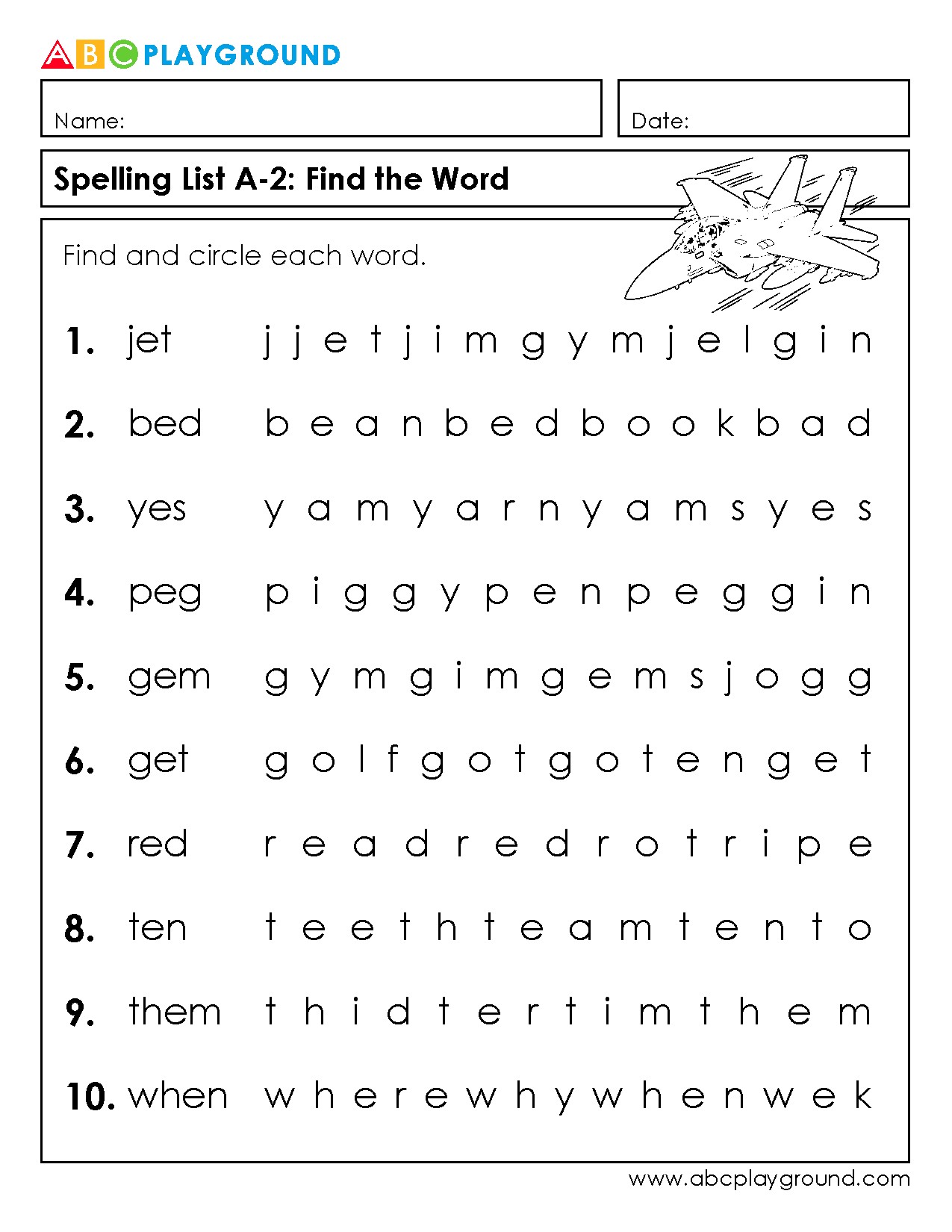 Spelling Word Search: Find and Circle the Words