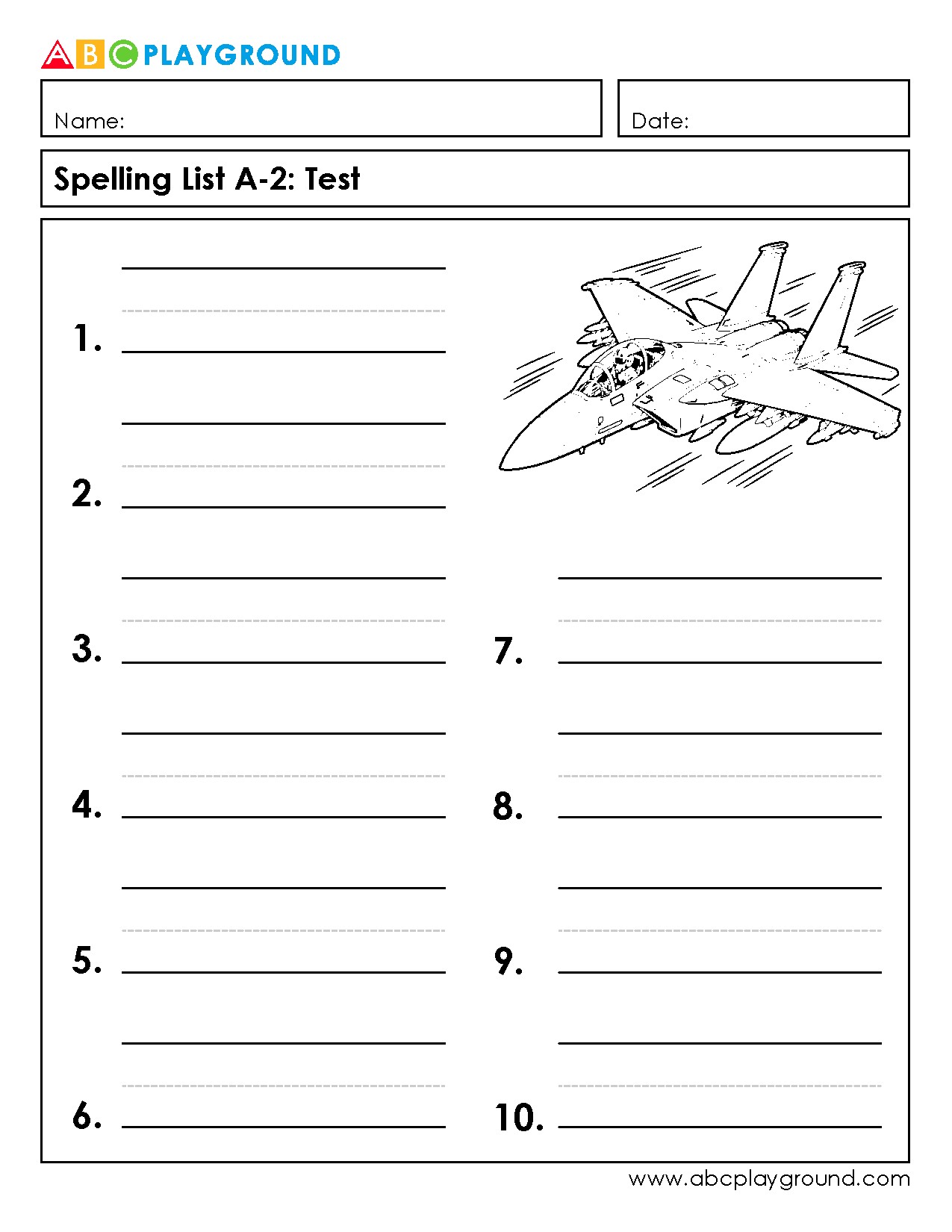 Printable Spelling Test Worksheet to Practice Word Skills