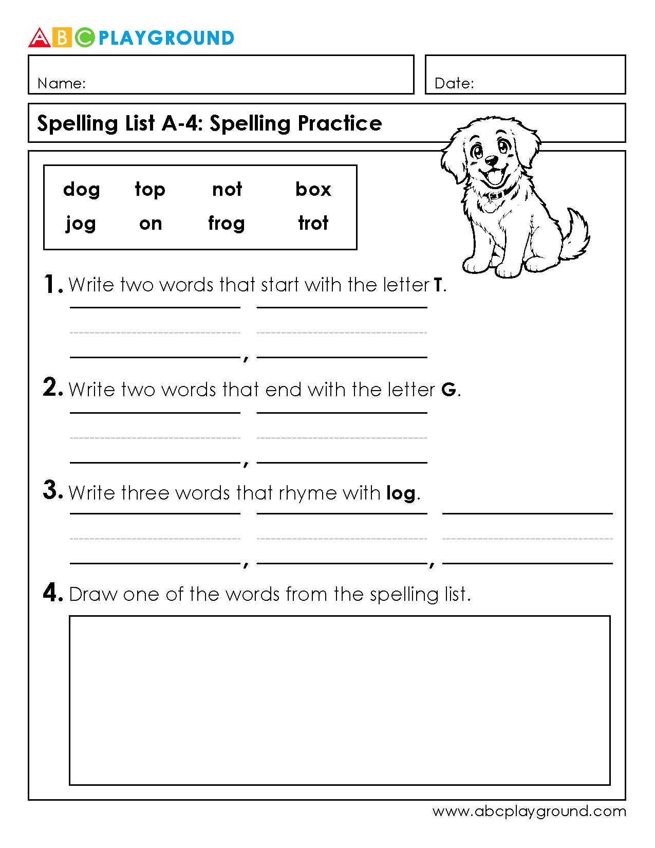 Spelling Practice with Words Starting and Ending with Letters