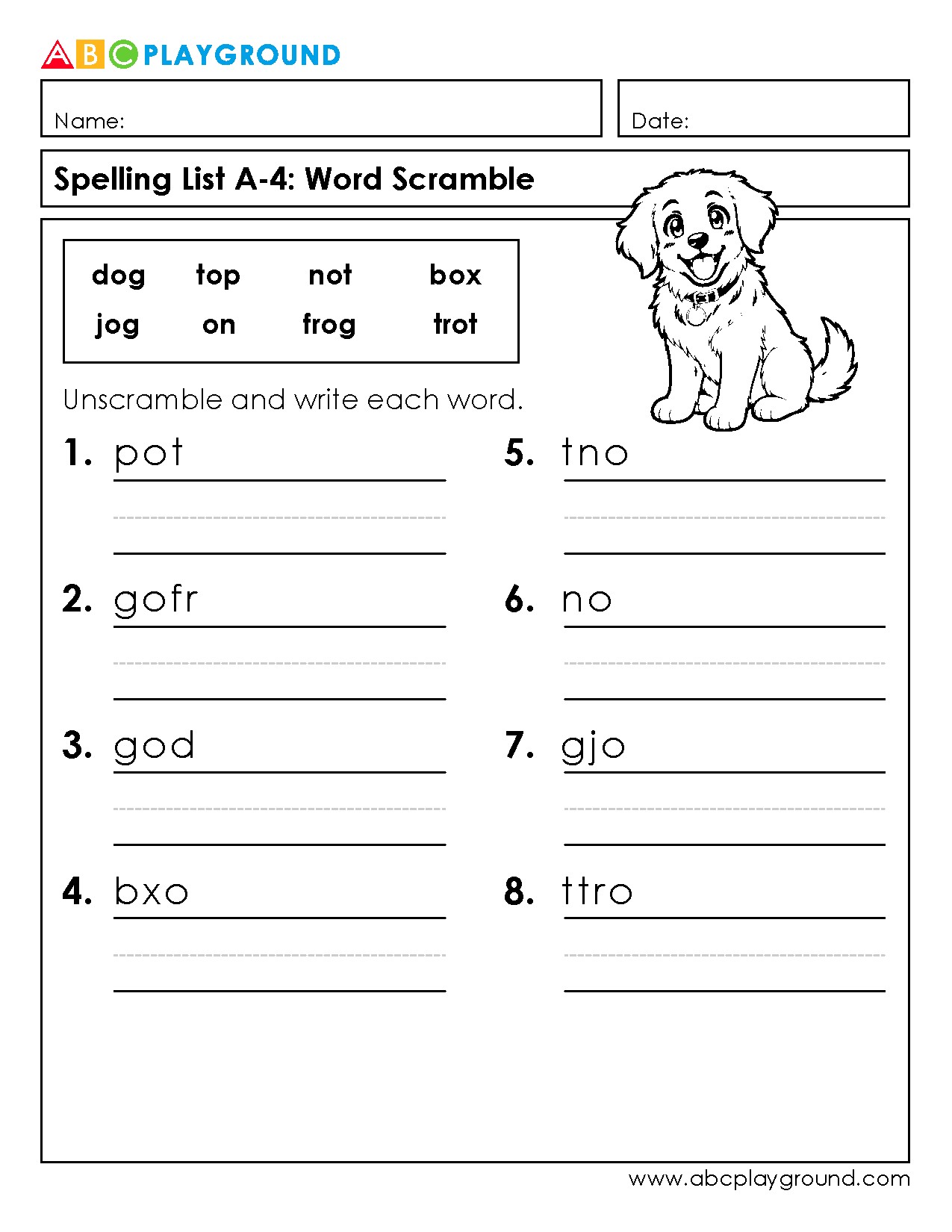 Word Scramble Spelling Practice with Simple Vocabulary