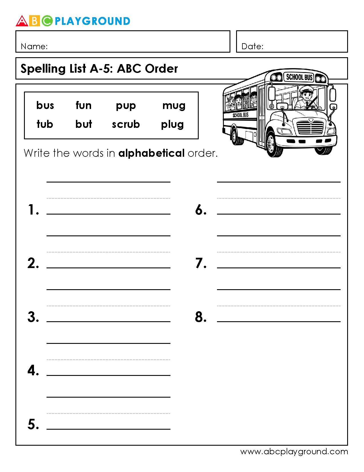 Practice Ordering Words Alphabetically