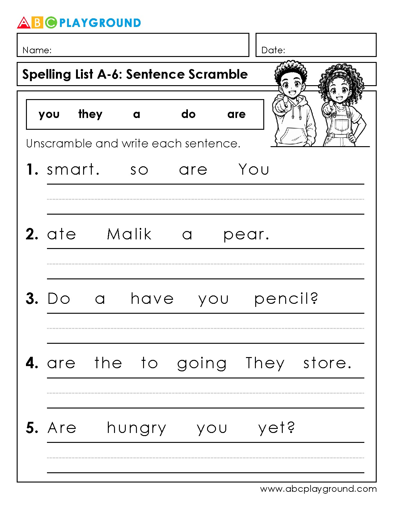 Sentence Scramble Activity for Building Sentence Skills