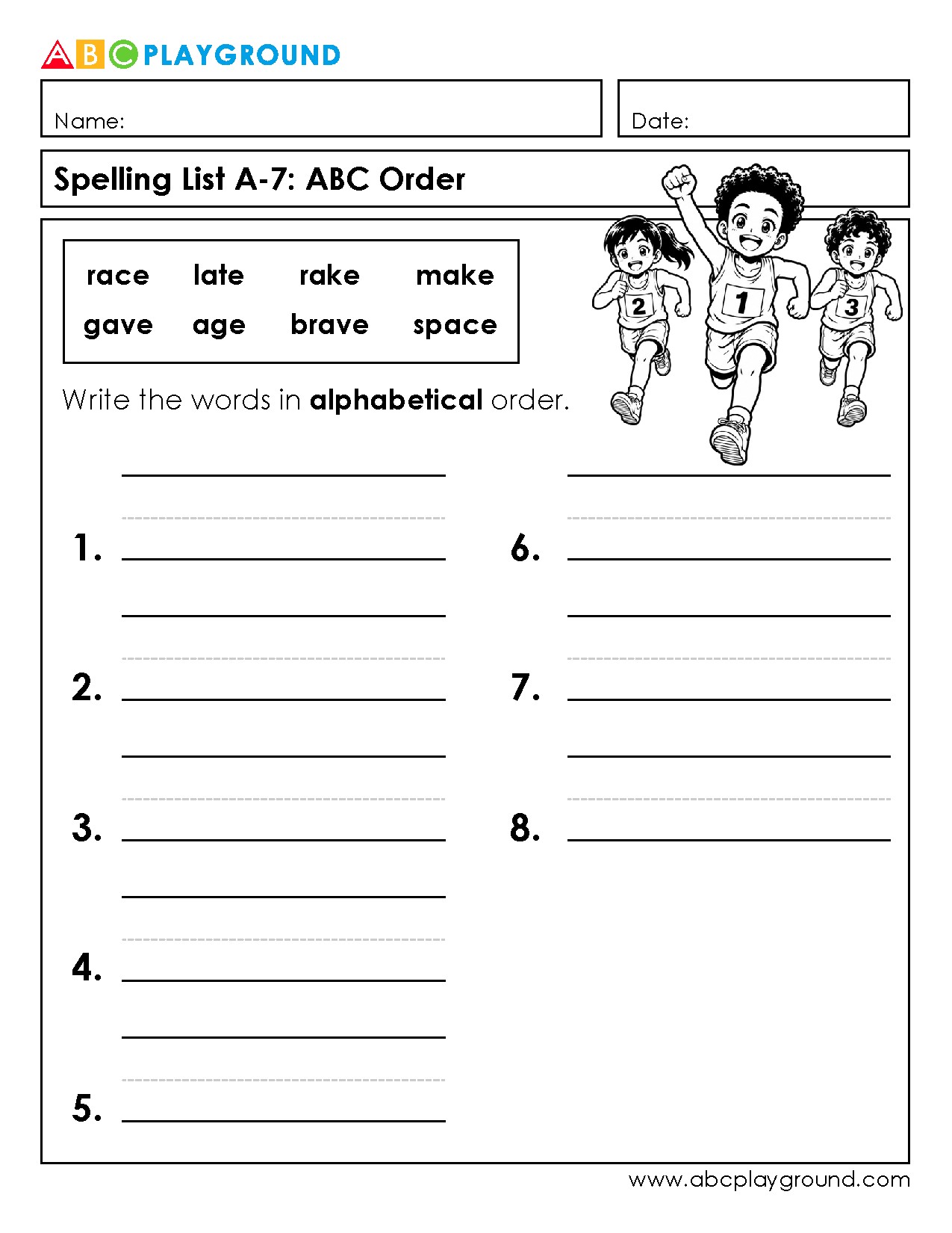 Practice ABC Order with Spelling Words