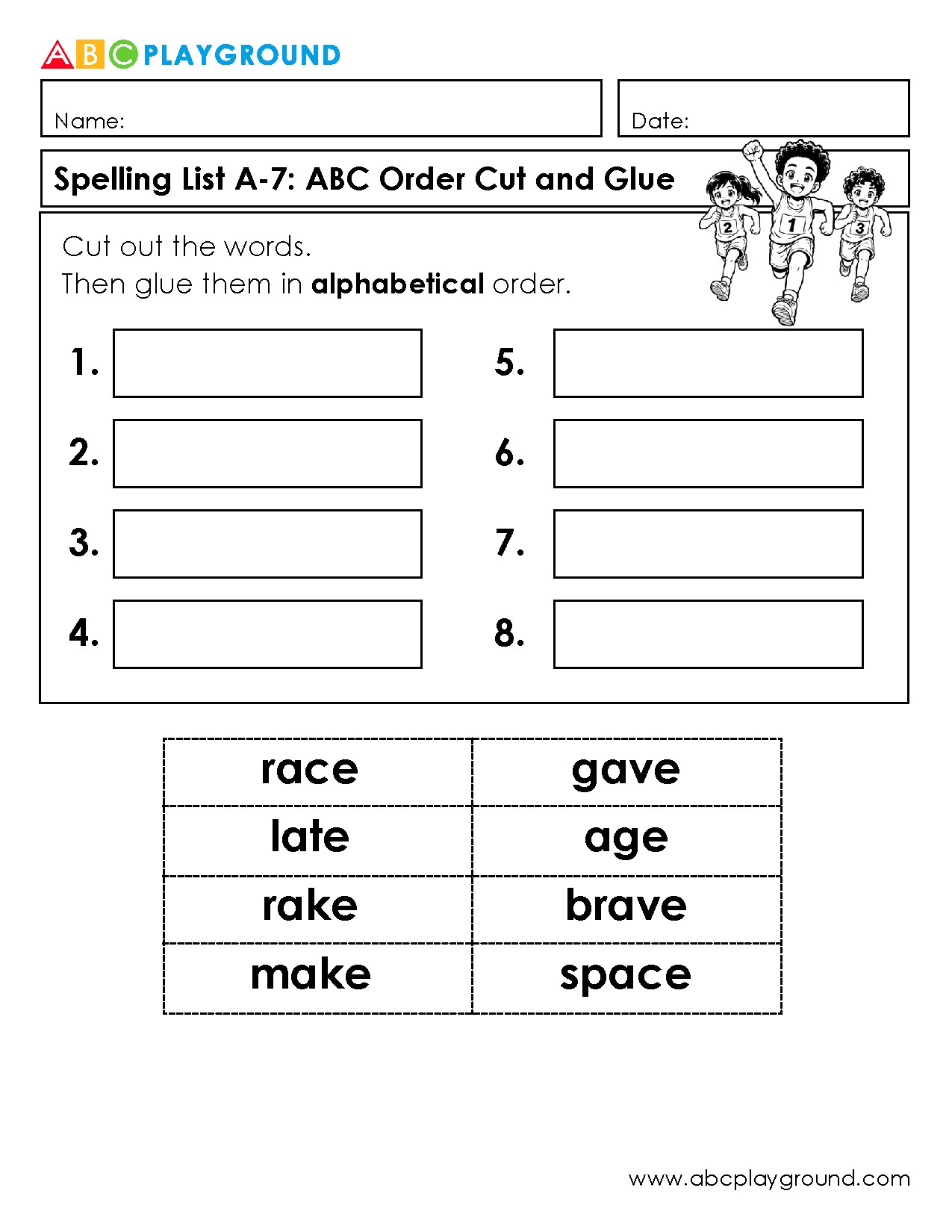 Cut and Glue Words in Alphabetical Order Activity