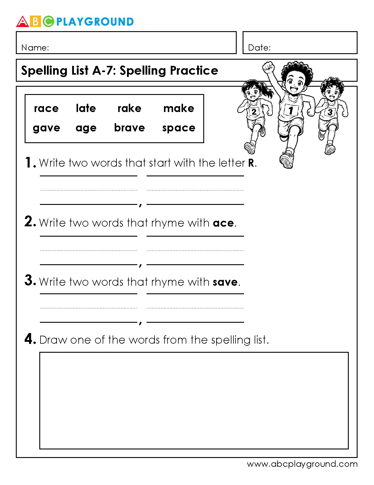 Spelling Practice with R Words and Rhyming Words