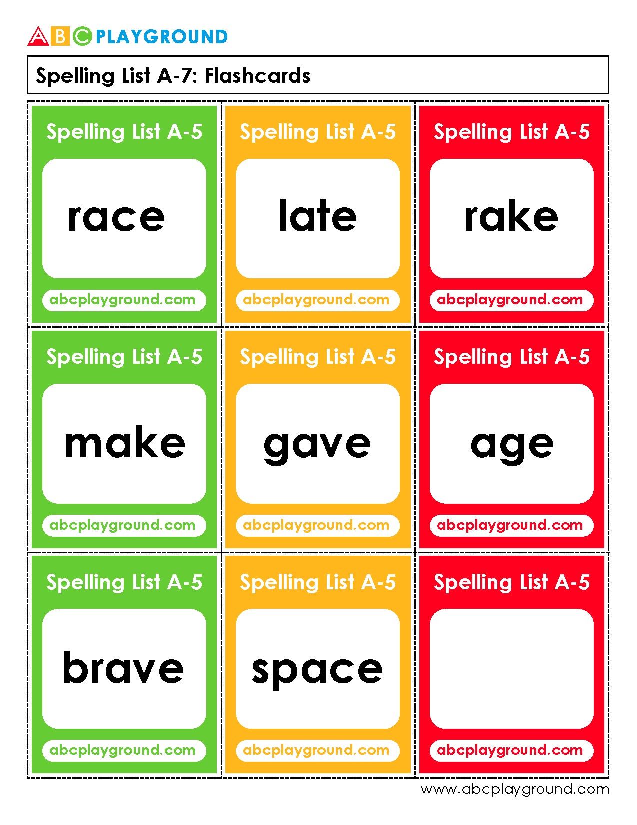 Spelling Flashcards for Word Recognition and Practice