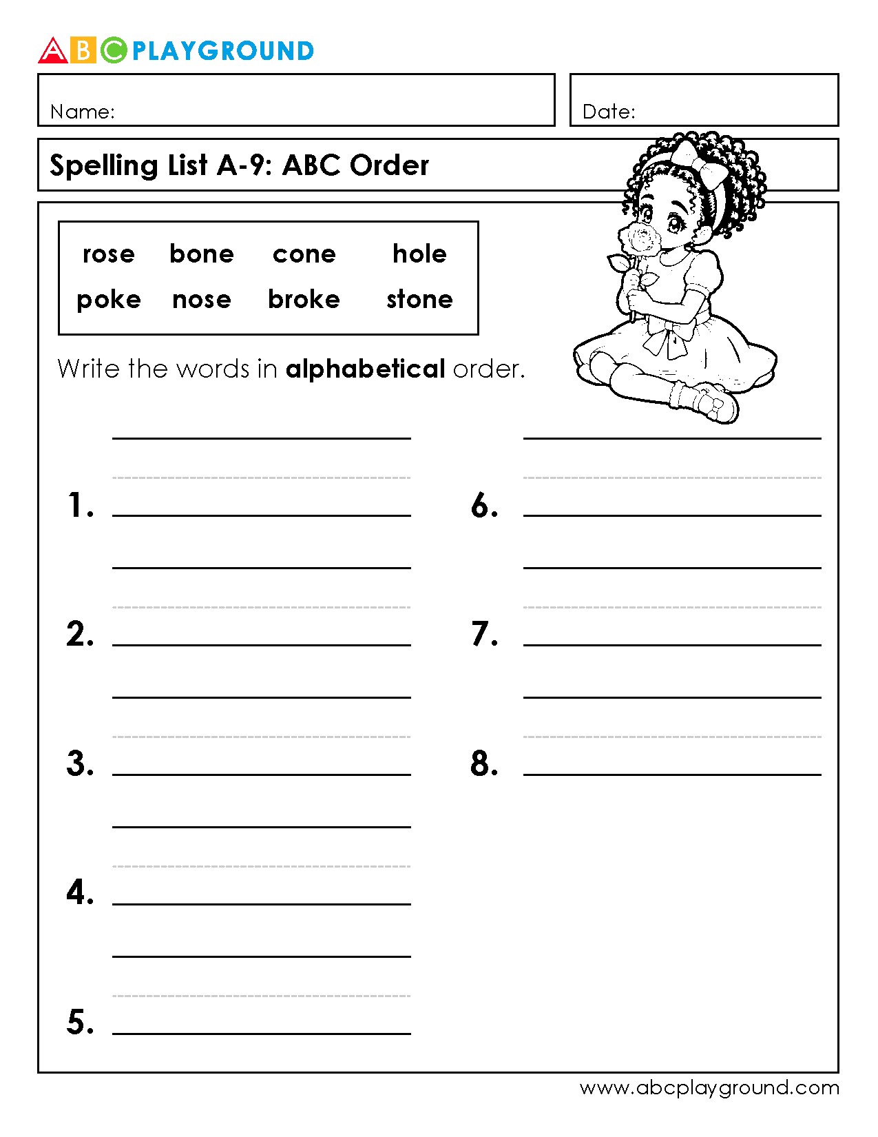 Alphabetical Order Worksheet for Spelling Practice