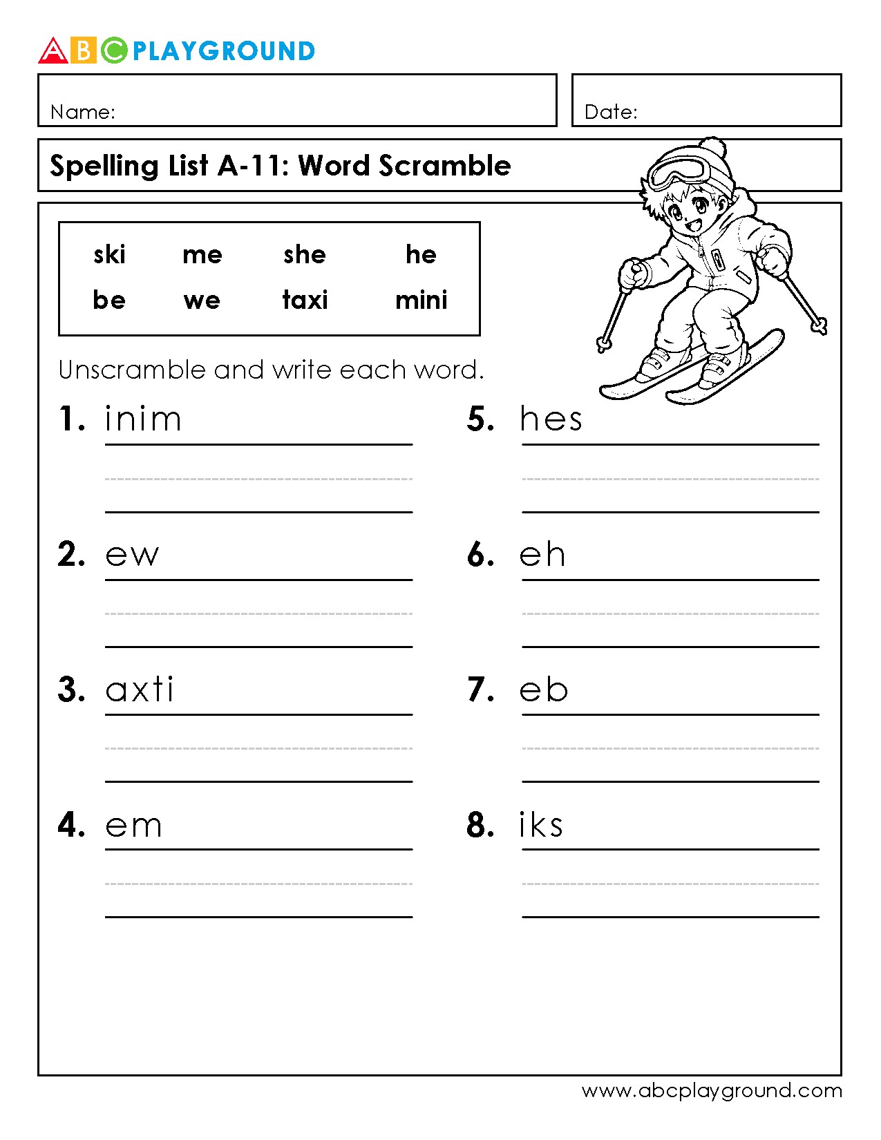 Word Scramble Spelling Practice for Early Readers