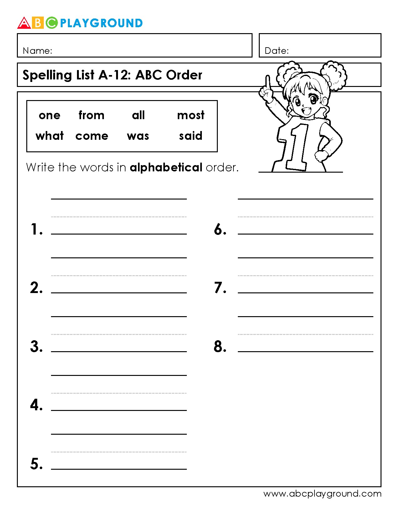 Practice Alphabetical Order with Spelling Word Lists