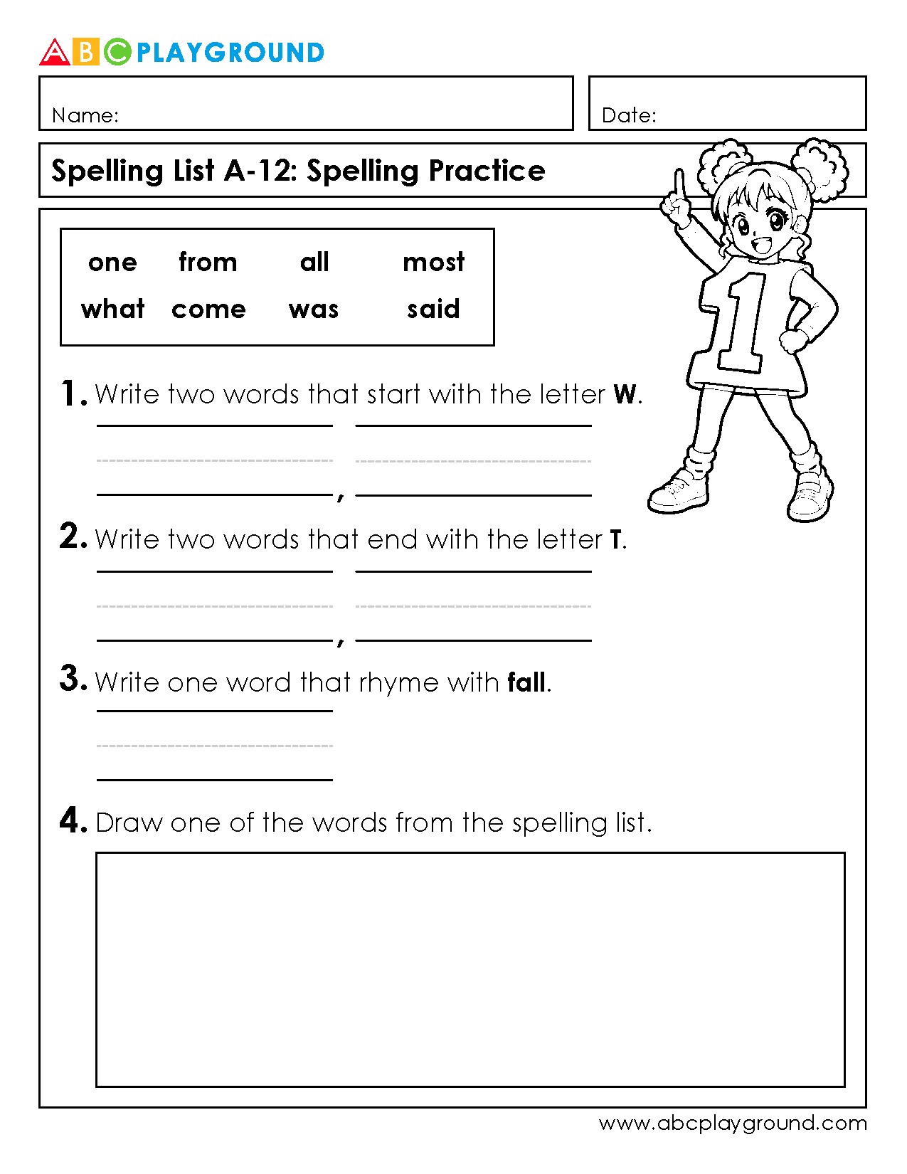 Spelling Practice for Common Words and Rhymes
