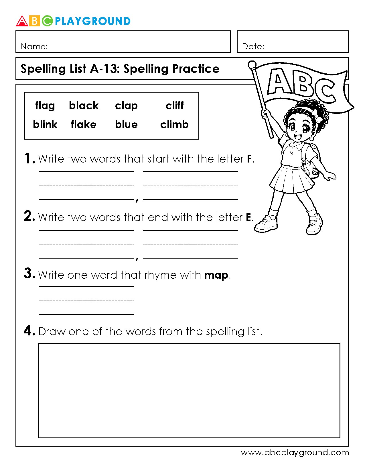 Spelling Practice with Words Starting and Ending with Letters