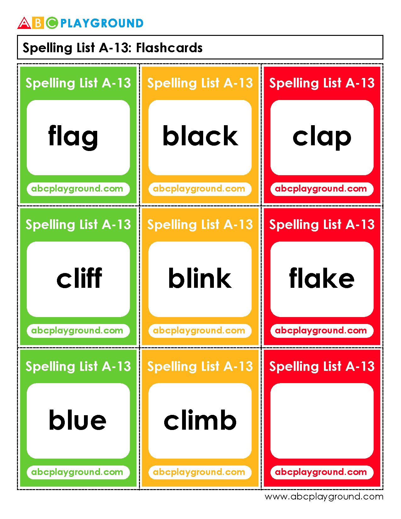 Spelling Flashcards for Common English Words