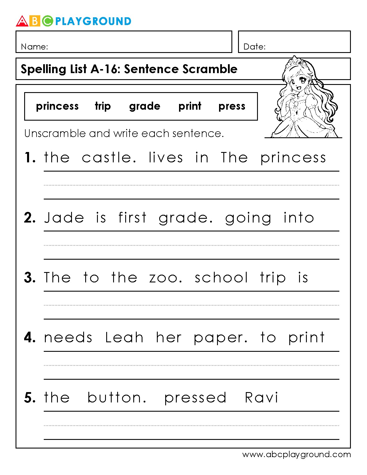 Sentence Scramble Worksheet for Early Literacy Skills