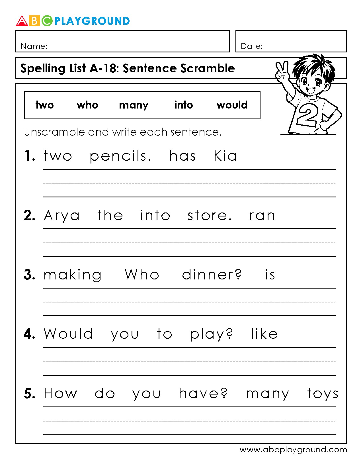 Sentence Scramble Practice for Building Writing Skills