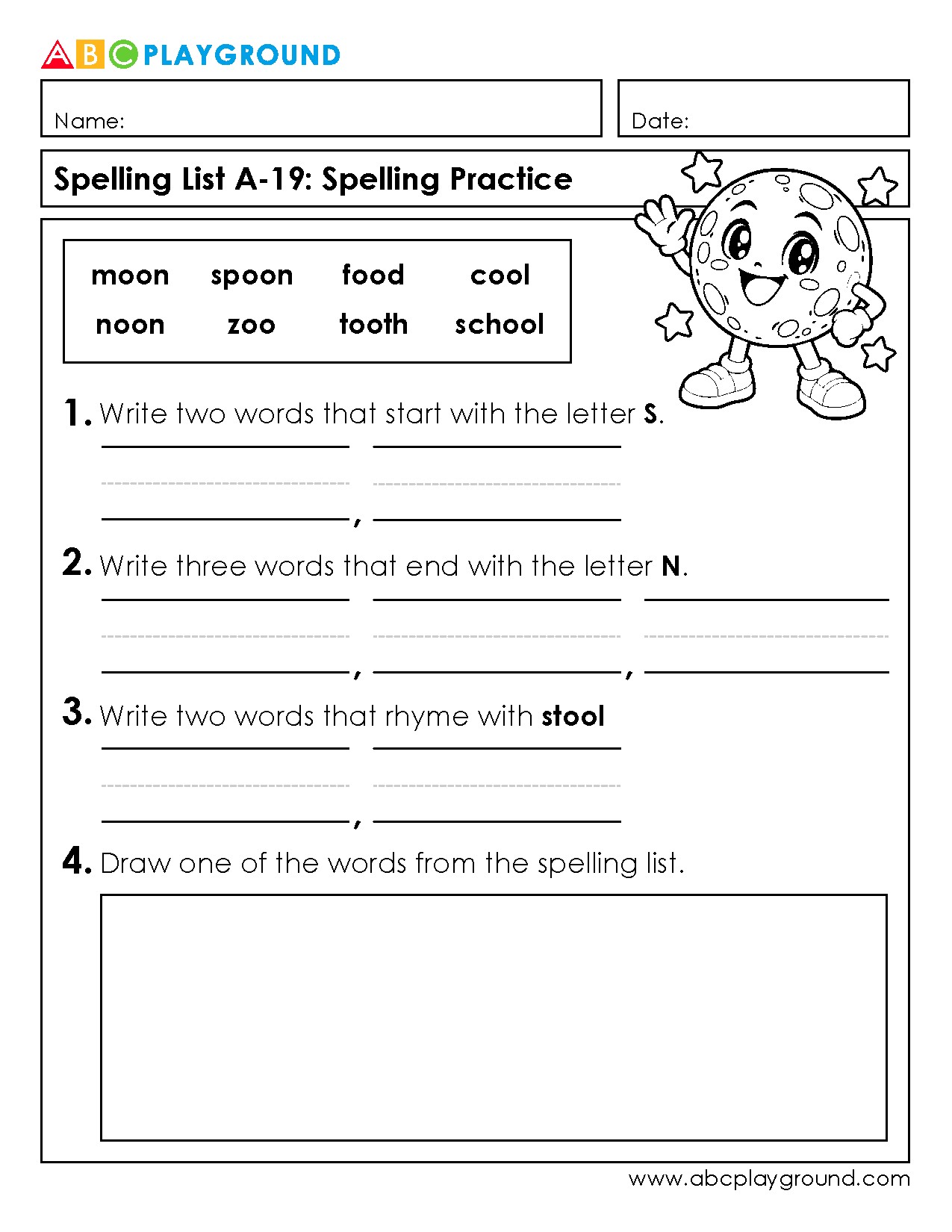 Spelling Practice with Words Starting and Ending Letters