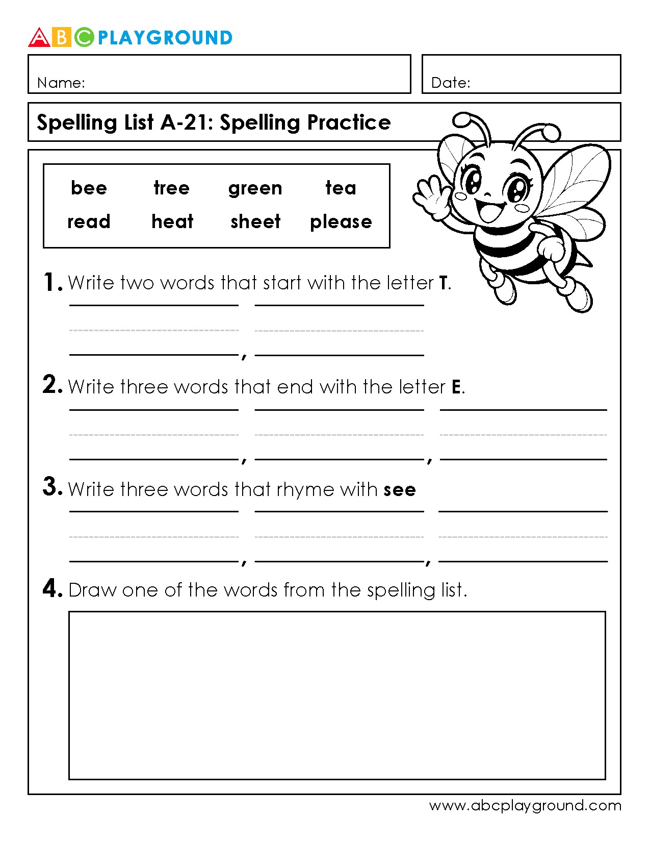 Fun Spelling Practice with Words Starting and Ending with Letters